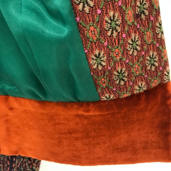 SOLD - ETRO {40} Wool Printed Jacket Orange & Green Tapestry - Picture 6 of 16